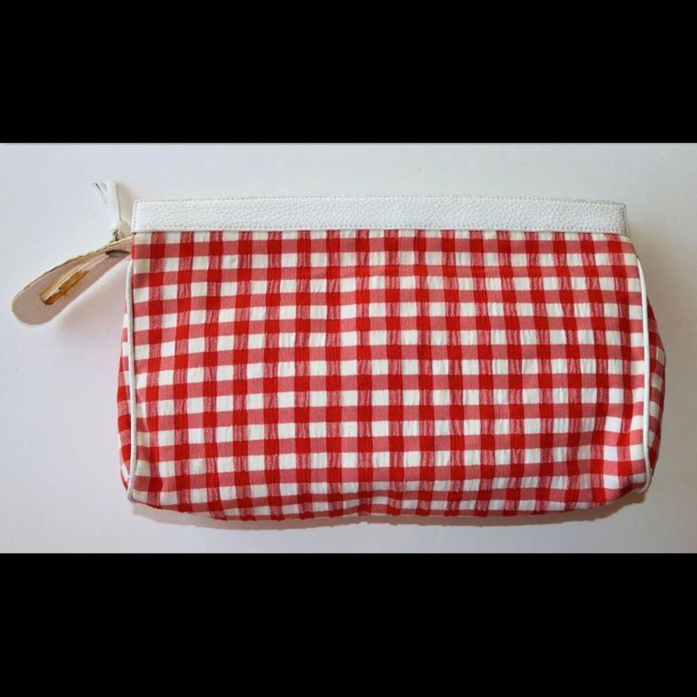 Rodo Red & White Seersucker GINGHAM Clutch Purse